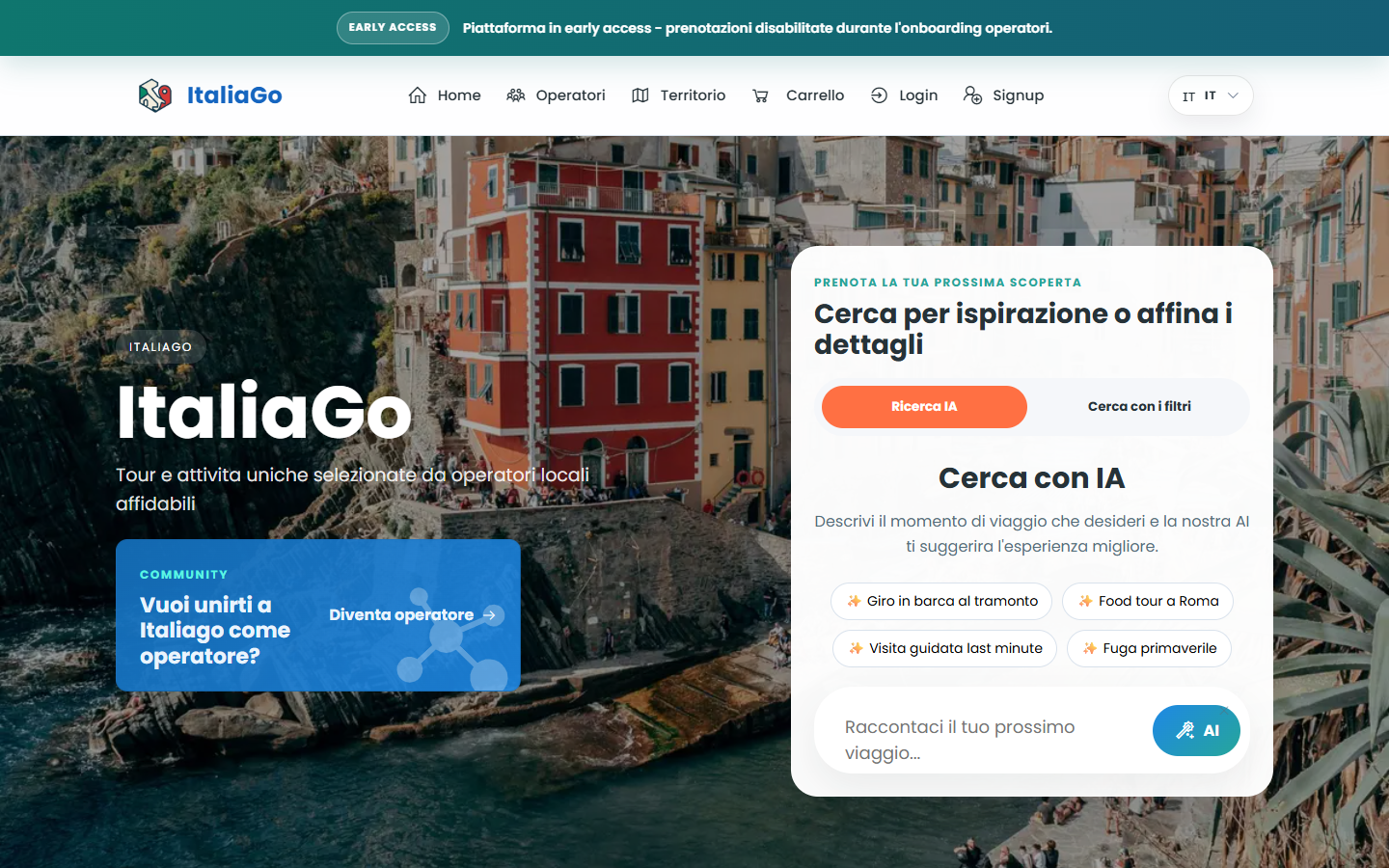 Marketplace tour ed esperienze ItaliaGo